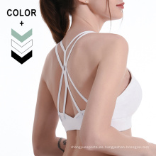 En stock Strappy Back Yoga Top Fitness Bra de recortes ACTIVEWEAR ACTIVE SPORTS SPORTS SPORTES